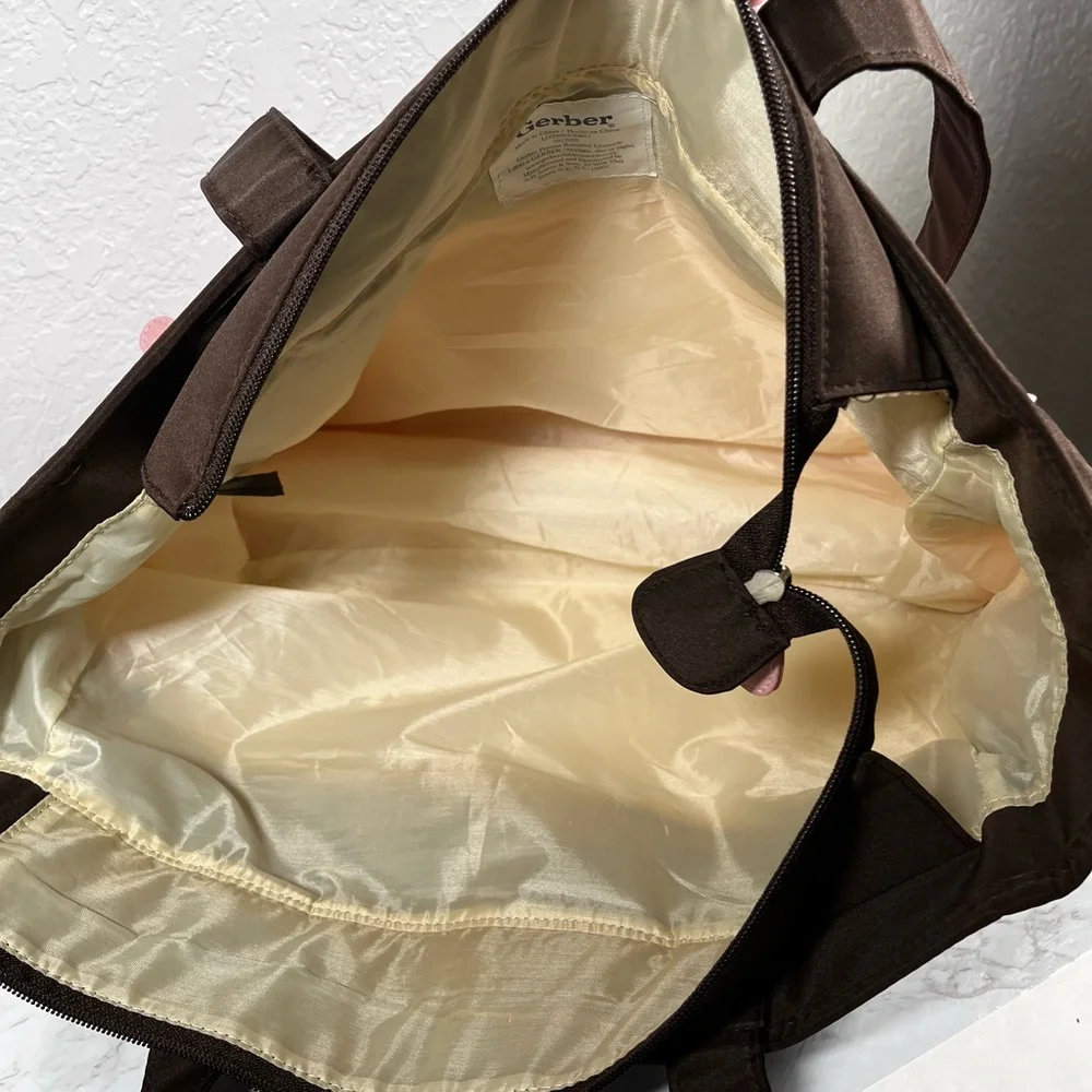 Gerber Pink and Brown Striped Diaper Bag with Changing Mat